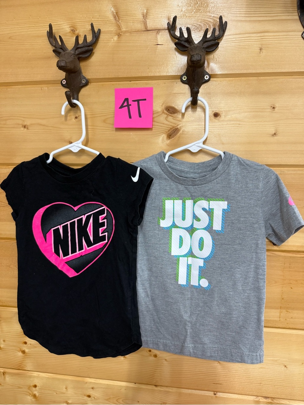 Nike Kids' Black Heart Logo Tee and Gray 'Just Do It' Tee Set - 4T